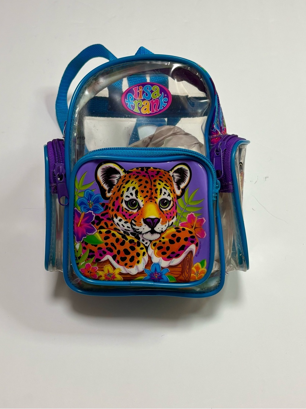 Lisa Frank rare vintage 90s Vibrant Leopard Backpack with Purple and Blue